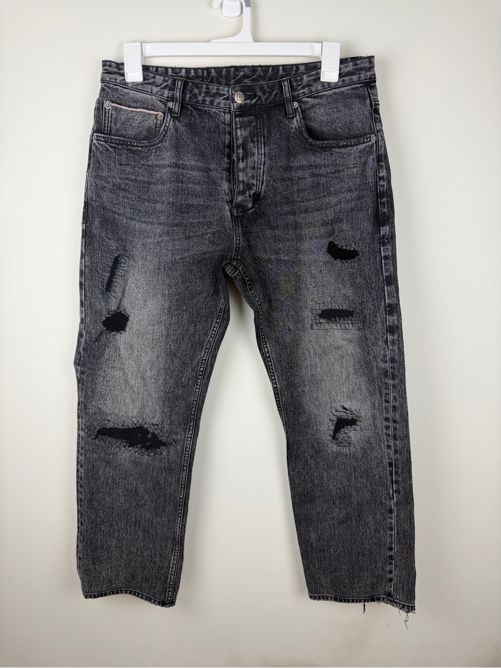 Ksubi Washed Black Distressed Relaxed Jeans